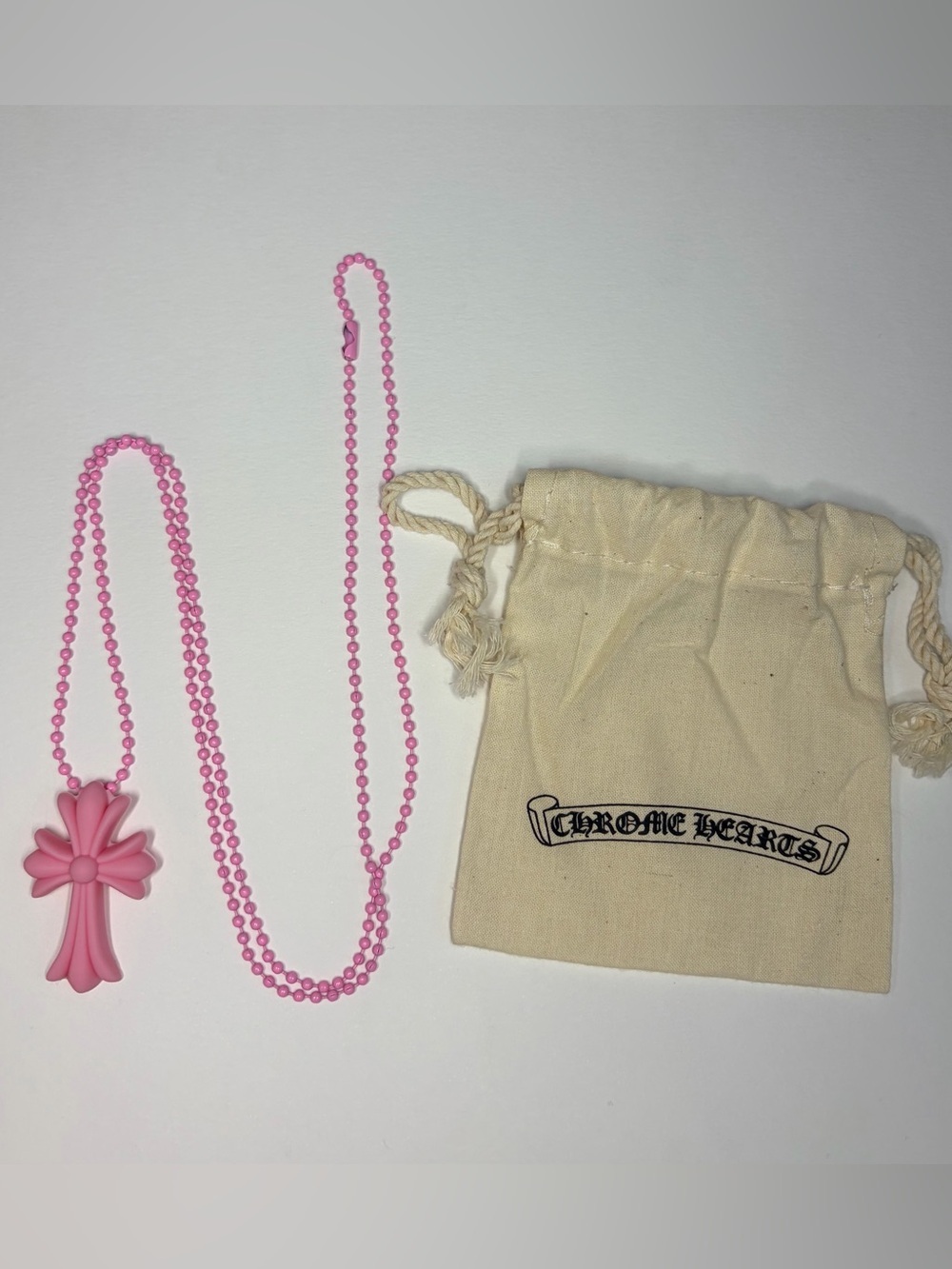 Authentic Chrome Hearts 20th
Anniversary Silicone Cross
Necklace Pink